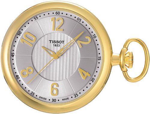 Tissot Silver Lepine Gold-Tone Pocket Watch T82.4.550.32 - Vintage Style Swiss Mechanical Watch for Men - Perfect for Weddings, Formal Events & Collectors