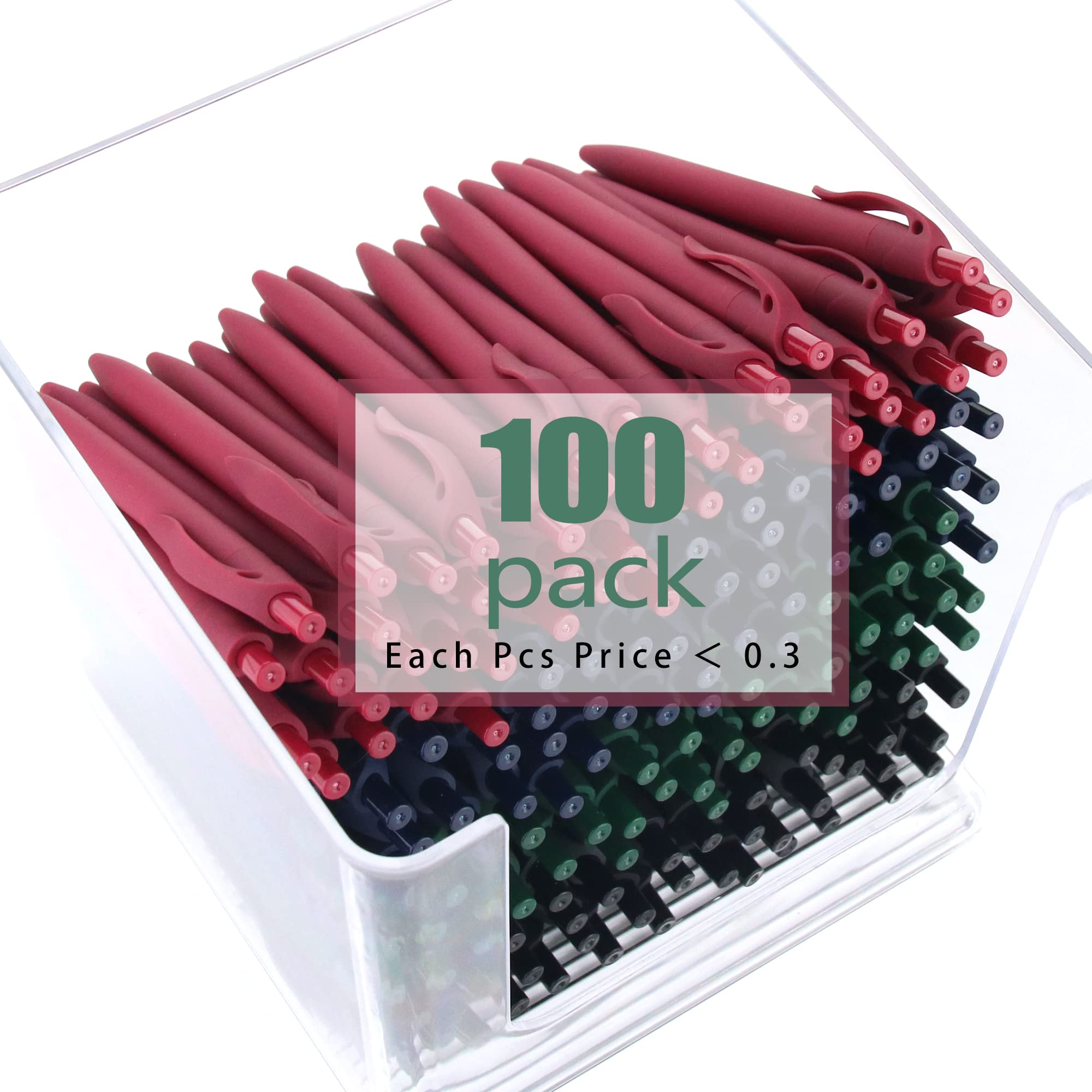 Deegtran Bulk Pens - 100 Pack No Bleed Blue Barrel Click Pens, Wholesale Retractable Ballpoint Pens with 1.0MM Medium Point Smooth Black Ink - Perfect for Office, School, Business & Everyday Writing