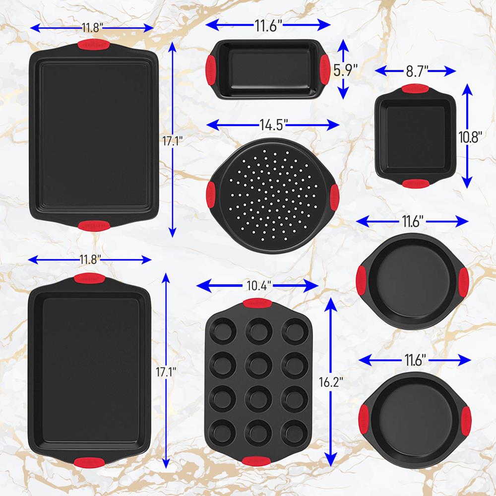 Non-Stick Kitchen Oven Baking Pans Set - 3 Piece Cookie Sheet, Pizza Pan & Cake Pan for Baking, Roasting & Cooking | Perfect for Home Bakers, Holiday Baking & Family Meals