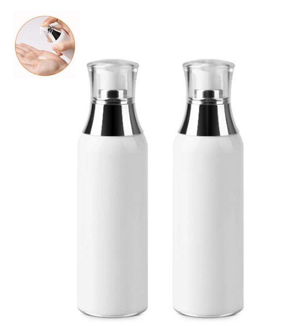 1Pcs White Acrylic Airless Pump Vacuum Bottle - 120ml/4oz Empty Portable Cosmetic Container for Lotion, Serum & Makeup | Leak-Proof Travel Toiletry Storage | Perfect for Skincare, Foundation & Liquid Cosmetics