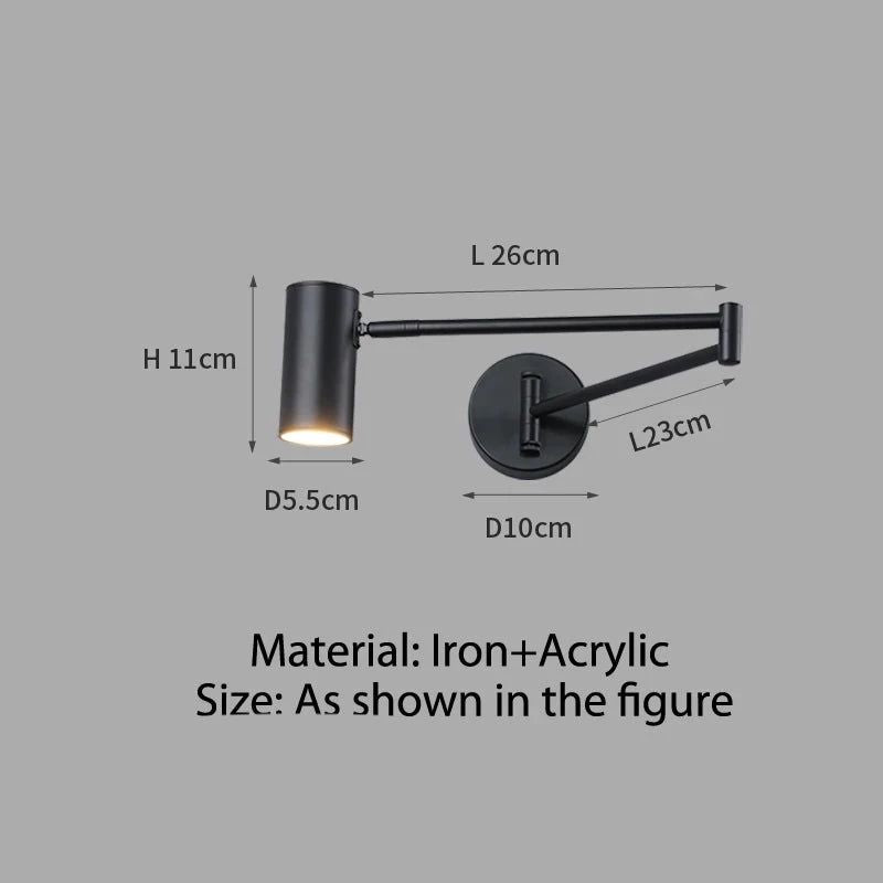 Adjustable Wall Lamp with Swivel Arm Design - Modern Reading Light for Bedroom, Living Room & Office - Dimmable LED Wall Sconce for Home Decor