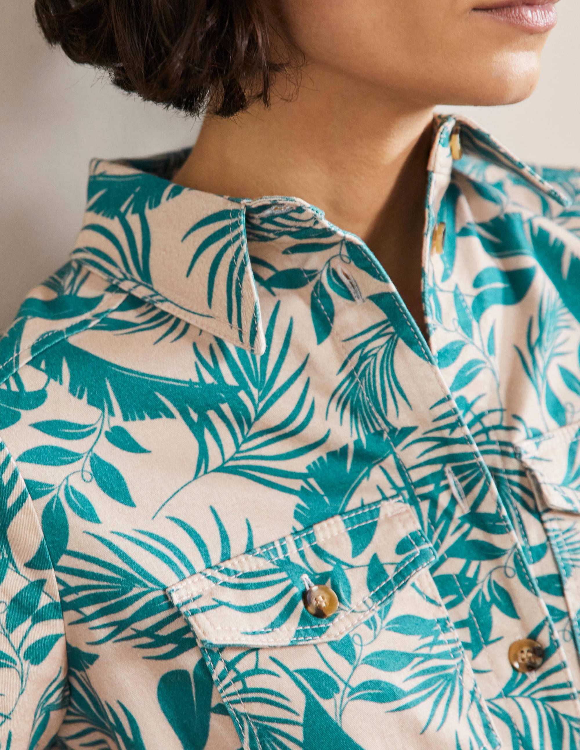 Stylish Belted Midi Shirt Dress in Milkshake Color with Tropical Foliage Print - Perfect for Summer Outings, Beach Vacations & Casual Office Wear