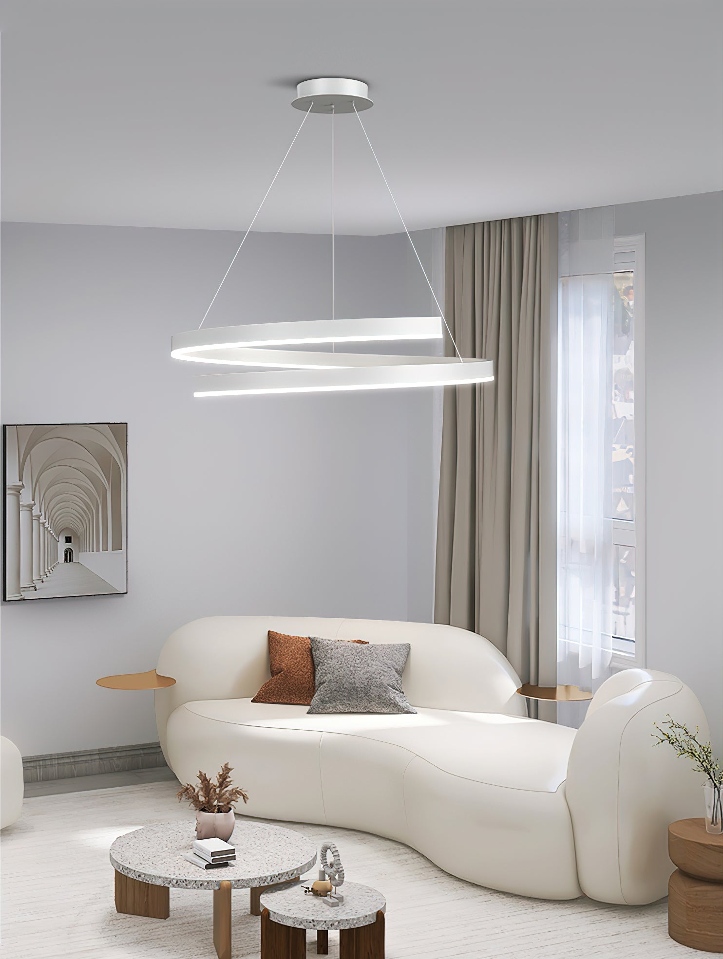 Minimalist Ring Pendant Light Fixture - Modern Scandinavian Hanging Lamp for Living Room, Bedroom & Dining Room Decor