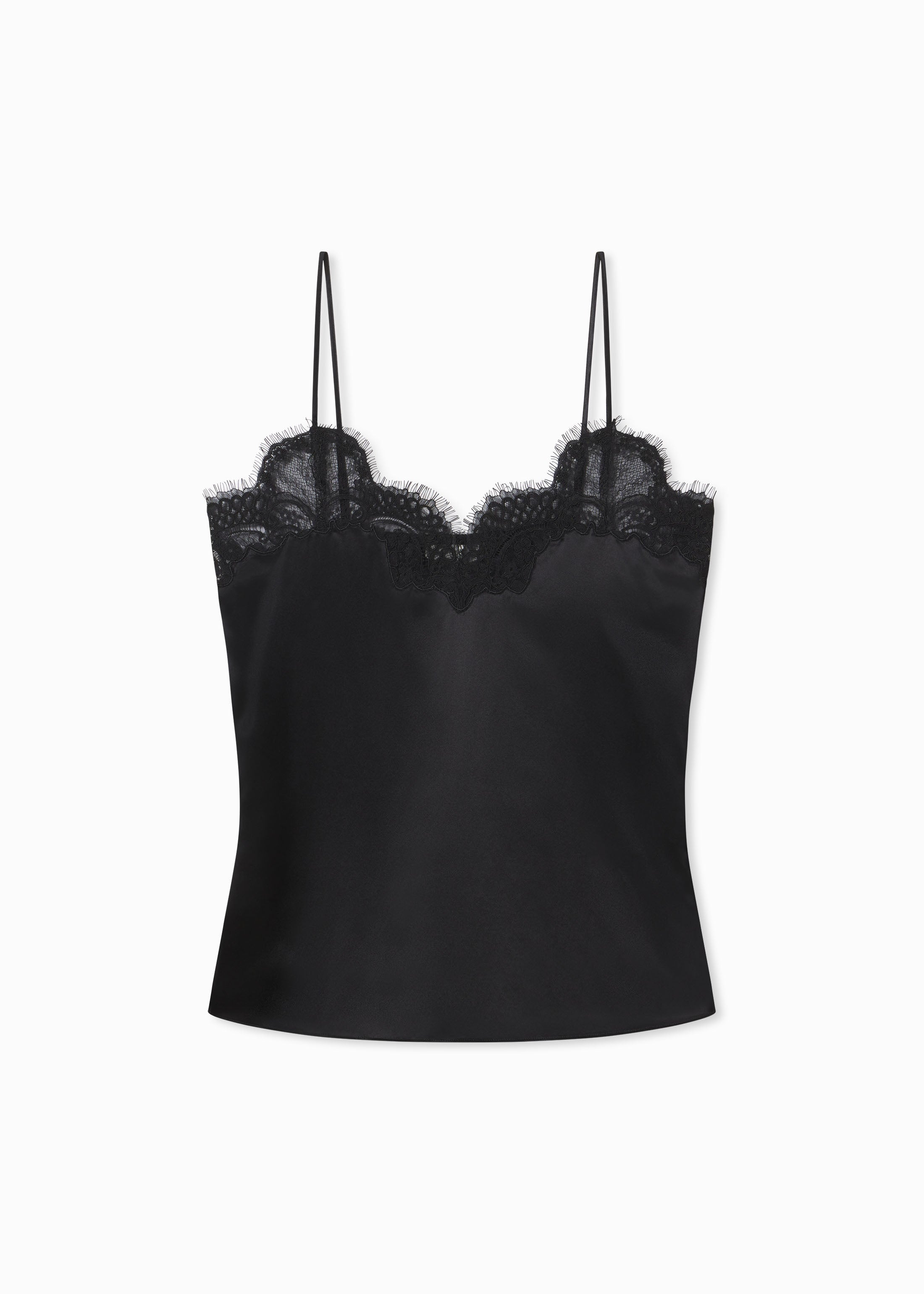Black Silk Satin Lace Camisole - Elegant Sleepwear & Lingerie for Women | Perfect for Nightwear, Boudoir, and Special Occasions