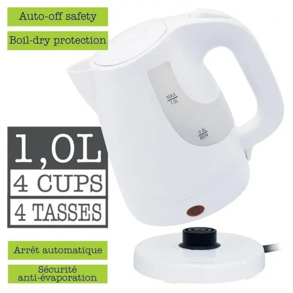 HAUZ AKL395 1L Cordless Electric Jug Kettle - Fast Boiling for Tea, Coffee & Instant Meals - Perfect for Home, Office & Dorm Use