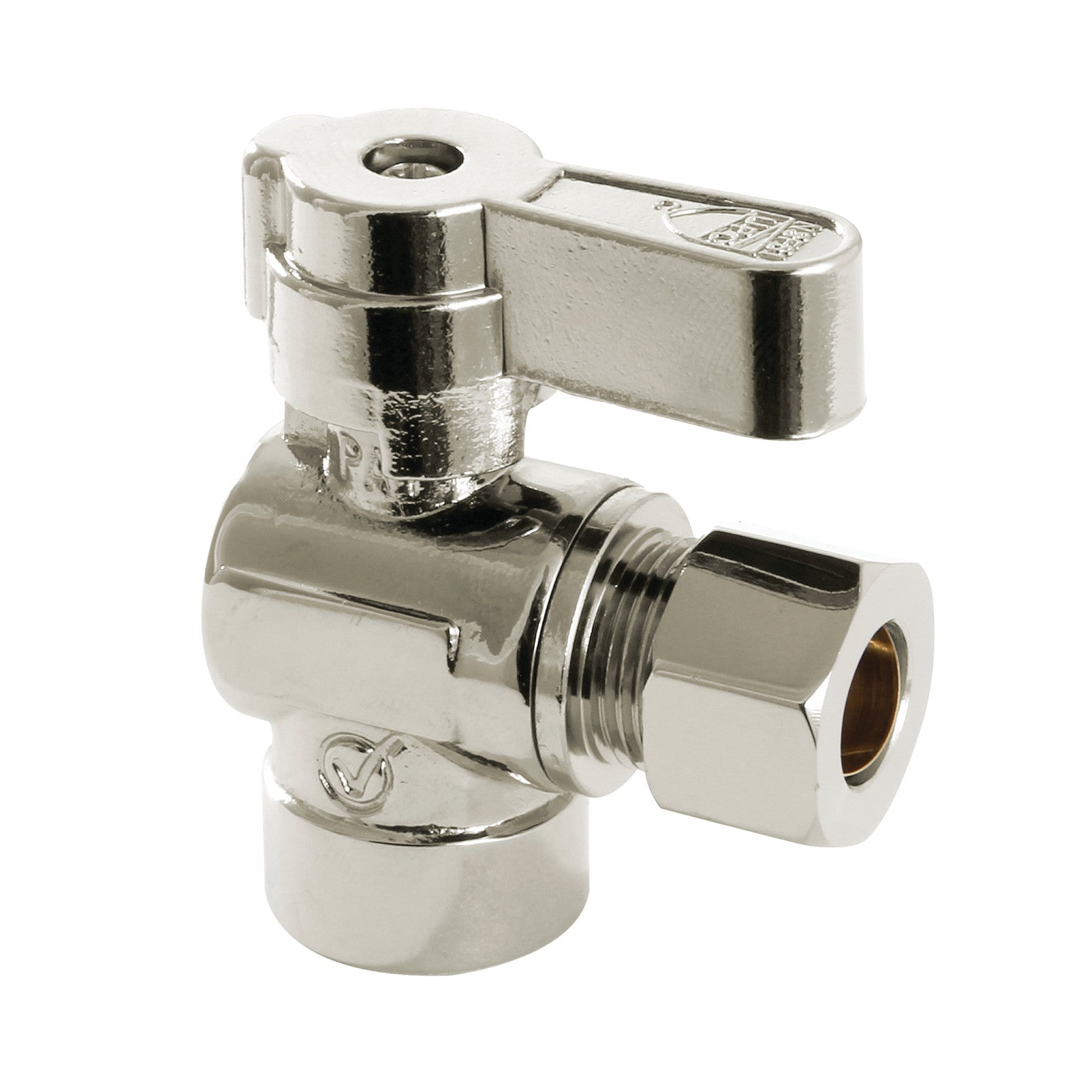 Baseline KF4320PN 1/2 Inch Sweat x 3/8 Inch O.D. Comp Angle Shut Off Valve, Polished Nickel - Perfect for Plumbing, HVAC, and Water Supply Systems