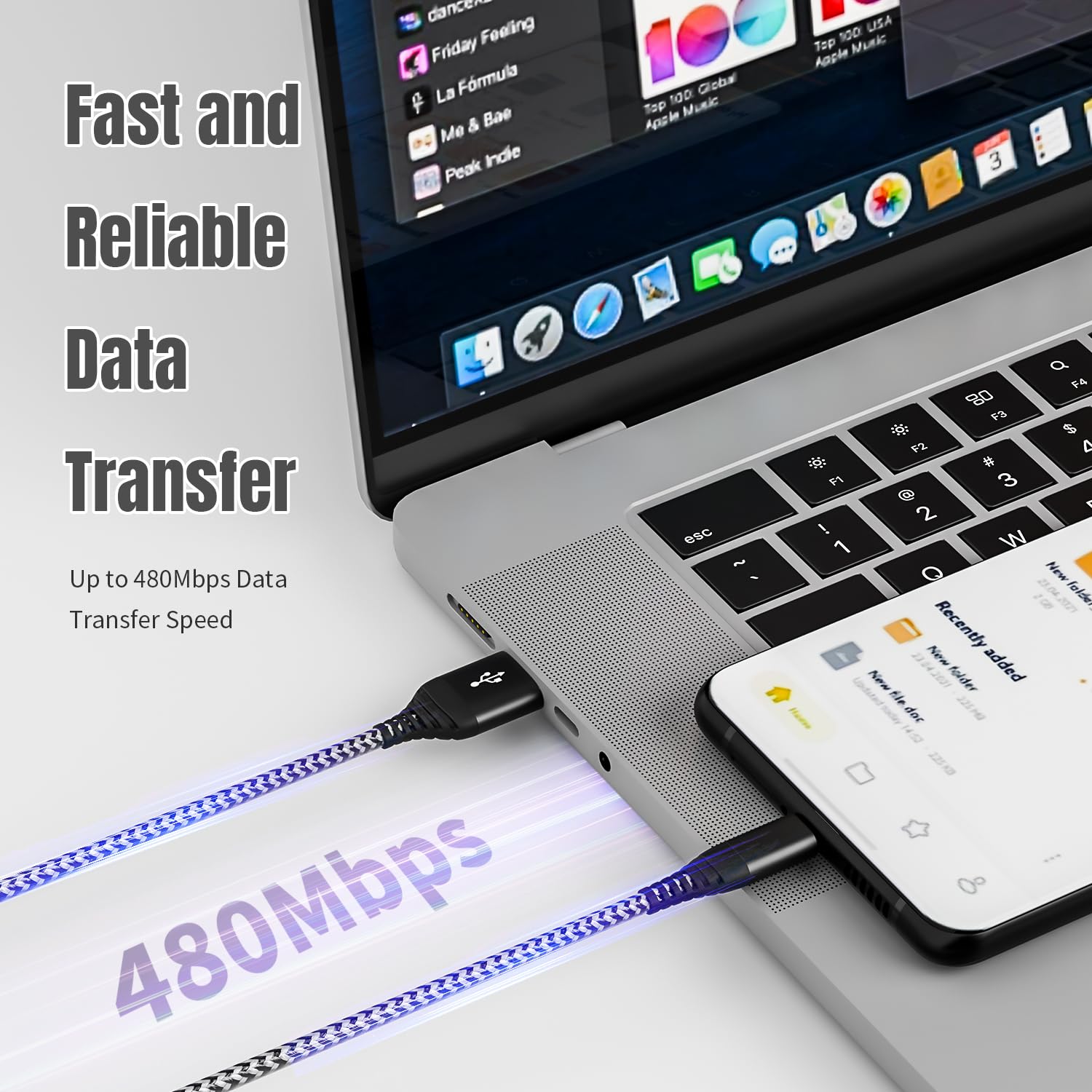 6FT USB A to USB C Fast Charging Cable - 3A Nylon Braided CarPlay Compatible Cord for iPhone 16/15, iPad, Samsung Galaxy S24/S23 & More (2-Pack) - Perfect for Home, Office & Car Charging