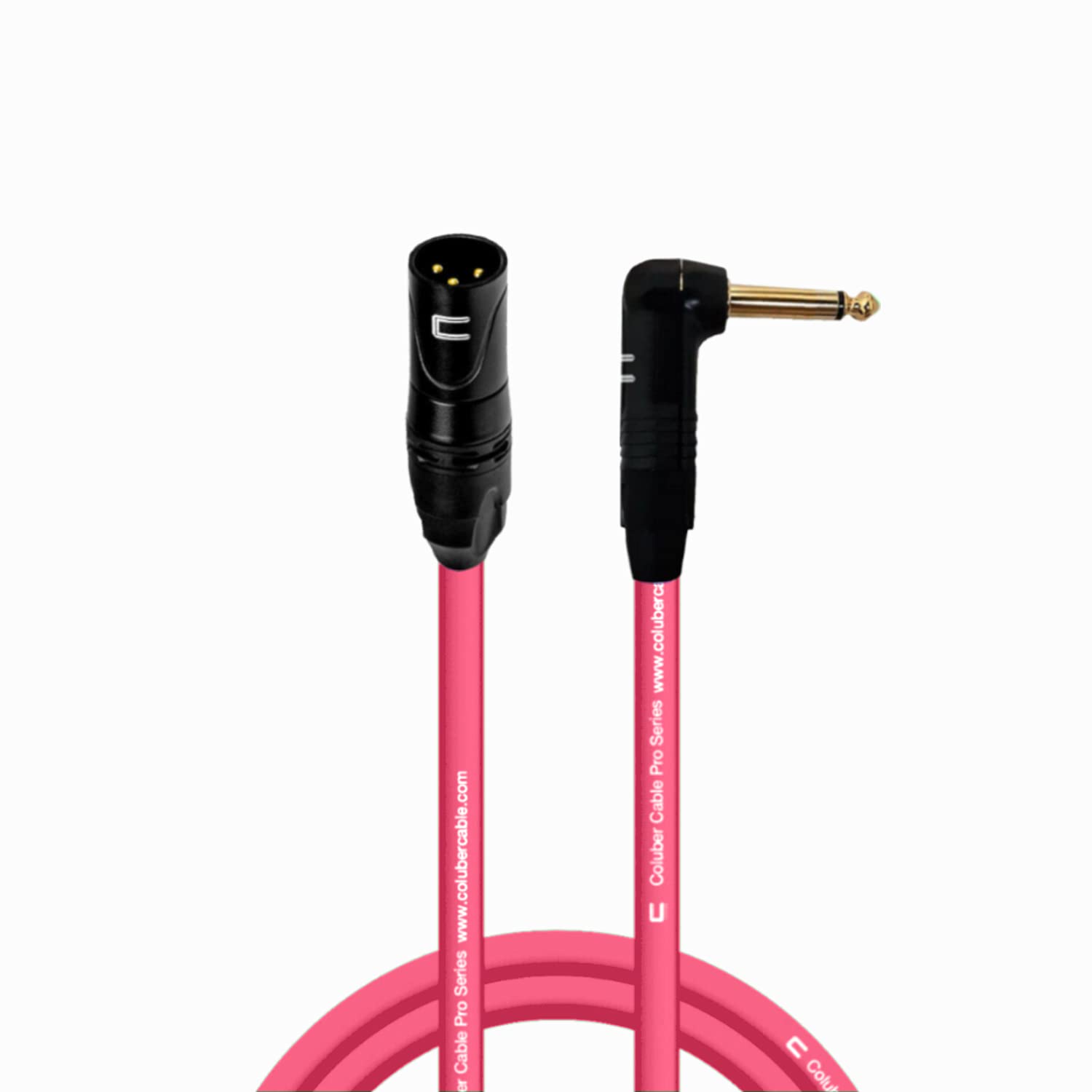 Professional 10ft Pink Unbalanced XLR Male to Right Angle 1/4
