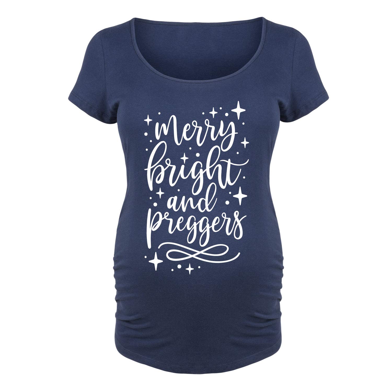 Merry Bright and Preggers Maternity Scoop Neck T-Shirt - Soft Cotton Pregnancy Tee for Expecting Moms | Perfect for Casual Wear, Baby Showers & Maternity Photos