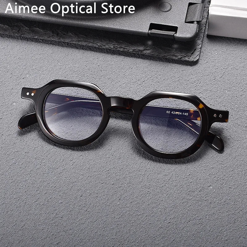 Stylish Aimee Unisex Full Rim Flat Top Oval Acetate Eyeglasses 10472 - Trendy Reading Glasses for Work & Fashion