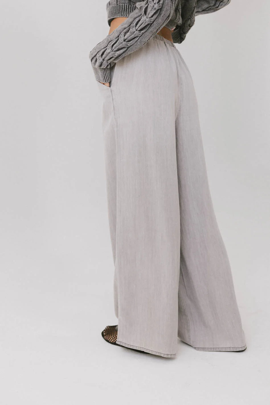 Luisa Wide Leg Pants for Women - Comfortable High Waist Grey Trousers | Office Wear, Casual Outfits & Travel Essentials