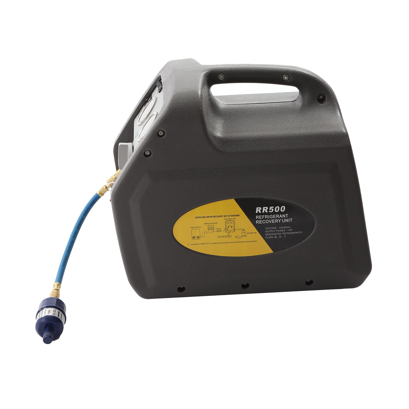Dual Cylinder Portable Refrigerant Recovery Machine with 3 Modes - 558PSI 1HP AC Recovery Unit for HVAC Systems (Grey) | Ideal for Professional HVAC Technicians & Automotive AC Repair