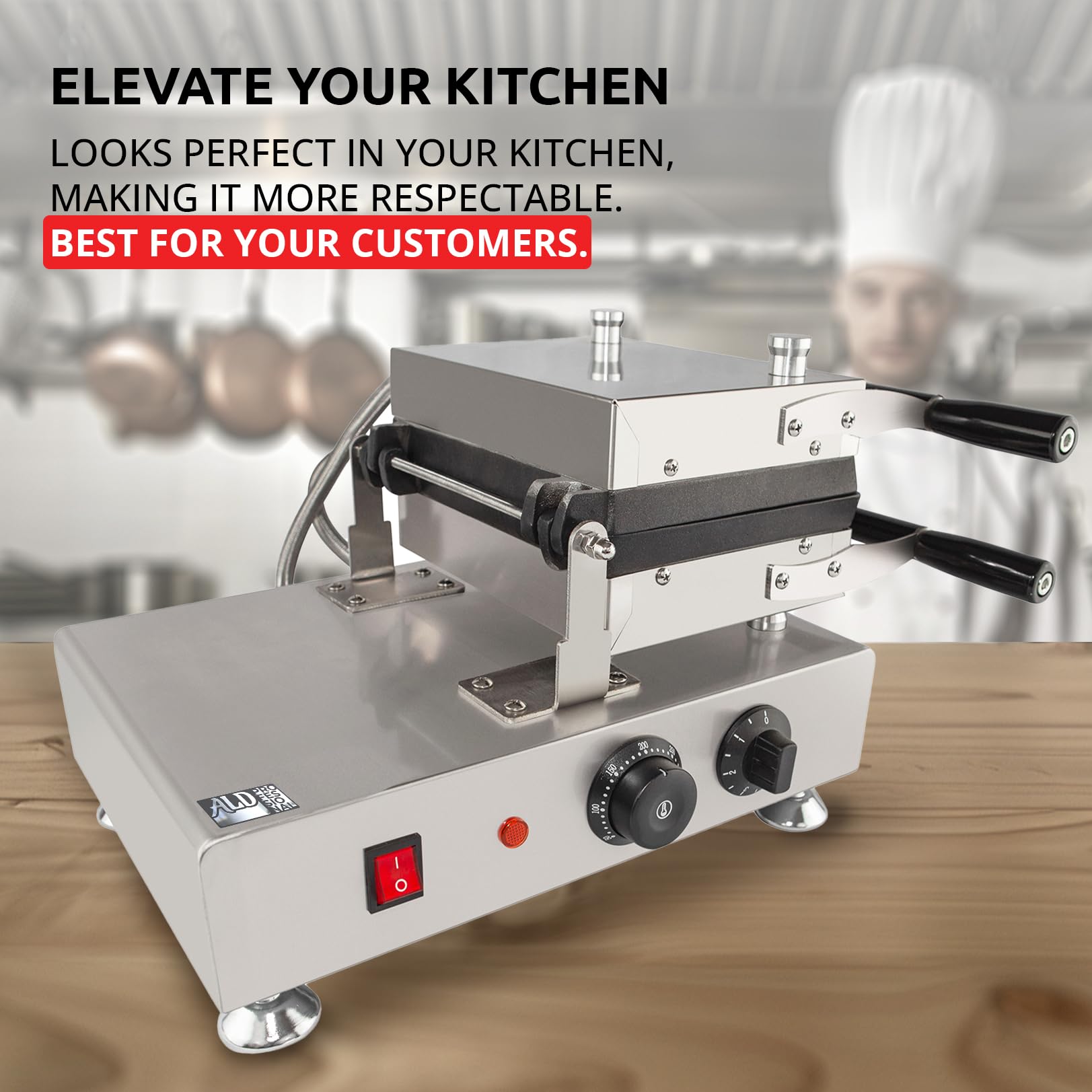ALDKitchen Belgian Waffle Maker - Thick Waffle Iron with Removable Plates & Swing Design | Makes 2 Square Waffles | 110V for Home, Breakfast & Brunch | Perfect for Family Gatherings & Sunday Brunches
