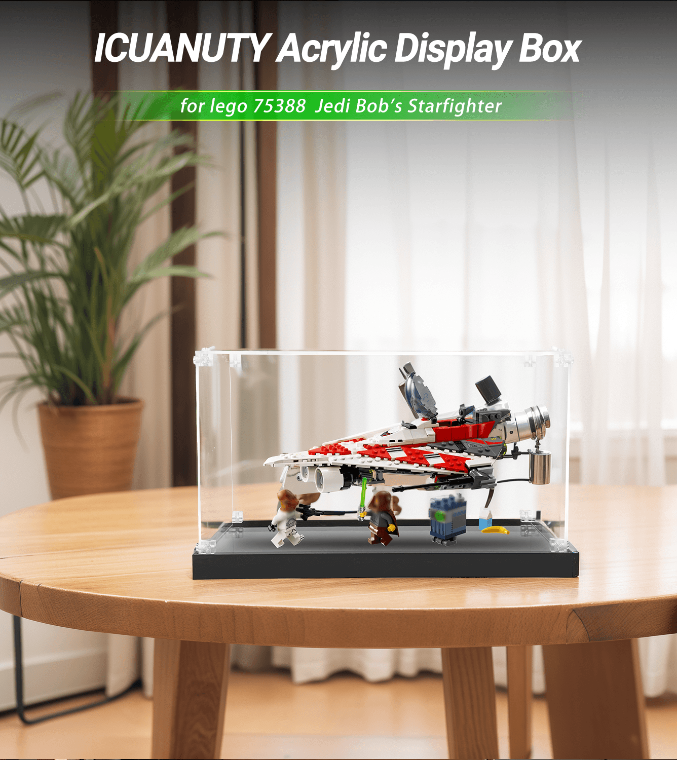 LEGO Star Wars Jedi Bob's Starfighter 75388 Display Case - Protective Acrylic Showcase for Collectible Building Sets - Perfect for Home Decoration & Gift Giving