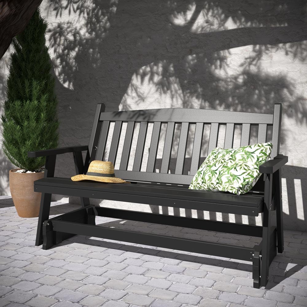 Amish Made Recycled Plastic Porch Glider - SimplyPoly Outdoor Rocking Bench for Patio, Garden & Backyard Relaxation