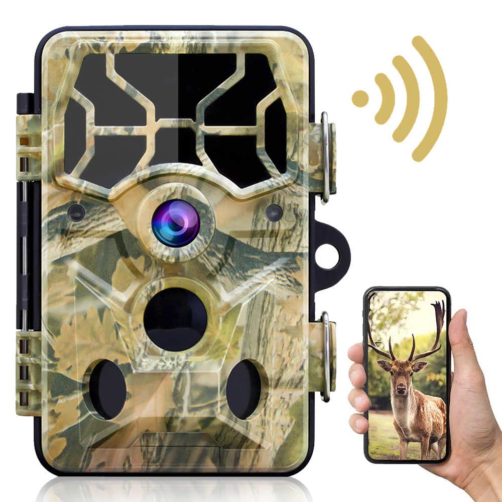 ICOIAH WiFi Bluetooth Trail Camera 24MP 1296P Game Camera with 3 Infrared Sensors - IP66 Waterproof Hunting Camera for Wildlife Monitoring, Night Vision, Outdoor Security & Home Surveillance