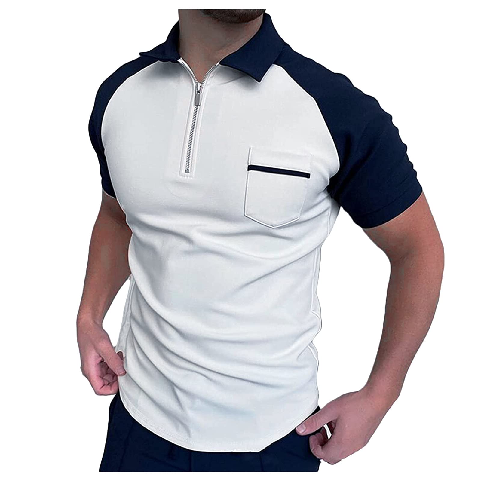 Premium Men's Slim Fit Spread Collar Dress Shirts - Breathable Bamboo Fiber Polo Shirts with Turn-Down Pocket - Perfect for Office, Business Meetings & Formal Occasions