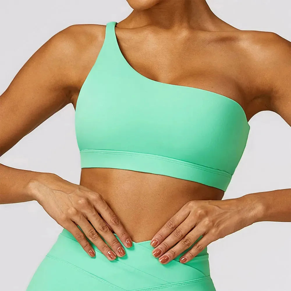 Sexy Sports Bra for Women - High Stretch Comfort One Shoulder Workout Top | Gym, Running, Yoga & Fitness Push Up Bra | Perfect for CrossFit, Dance & Activewear
