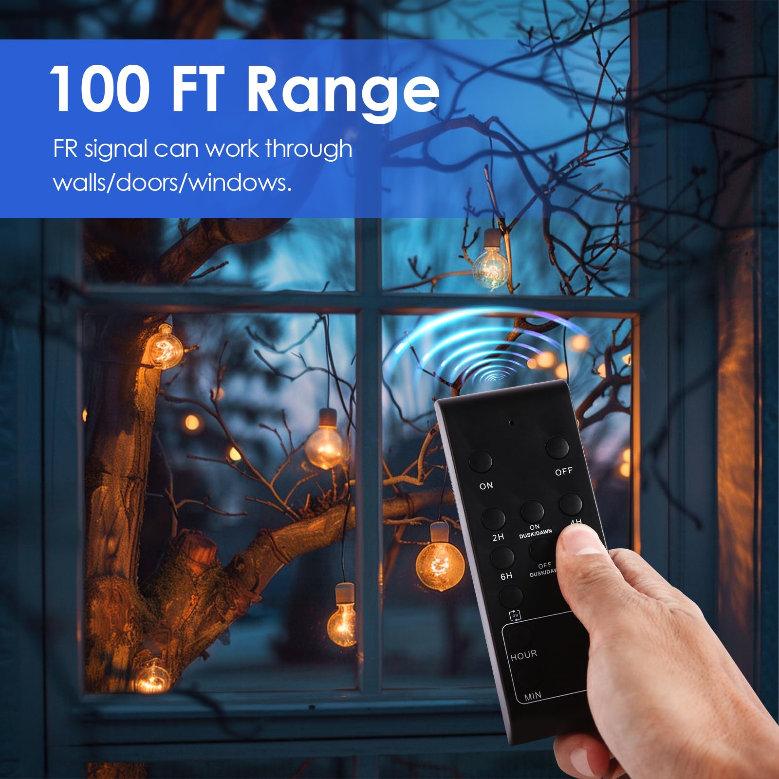**Dusk to Dawn Outdoor Timer Outlet - Waterproof Digital Remote Control Light Timer, 125V/15A 100 FT - Perfect for Pool Pumps, Chicken Coops, Landscape Lights & Fountains**