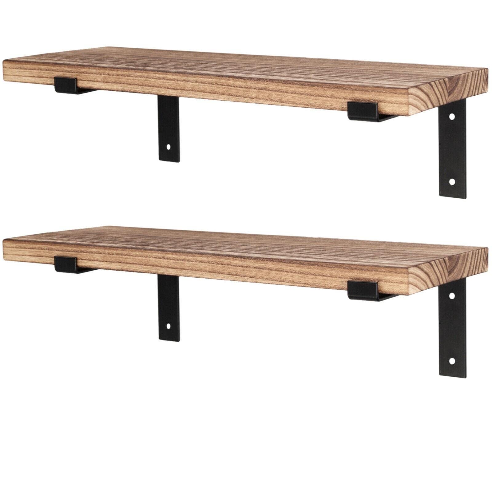 Rustic Wood Floating Shelves for Wall - Bathroom, Living Room, Bedroom & Kitchen Storage - Decorative Wall Shelves for Home Organization - Perfect for Displaying Plants, Books & Decor Items