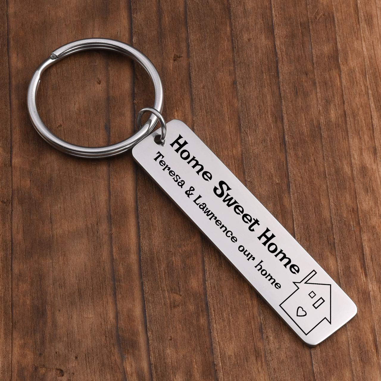 PiercingJ Custom 'Home Sweet Home' Keychain - Stainless Steel Housewarming Gift for New Homeowners - Perfect for First Home, Anniversary & Special Occasions