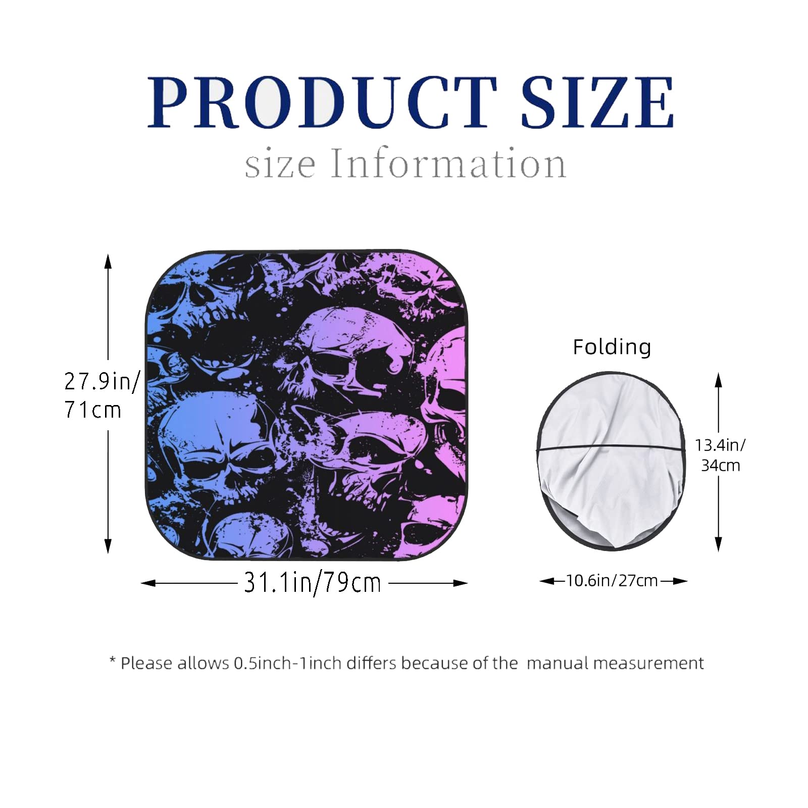 Universal Foldable Skull Windshield Sun Shade (2-Pack) - UV Ray Blocking Car Window Sun Visor & Sun Shield for Front Windshield | Perfect for Summer Parking & Interior Protection
