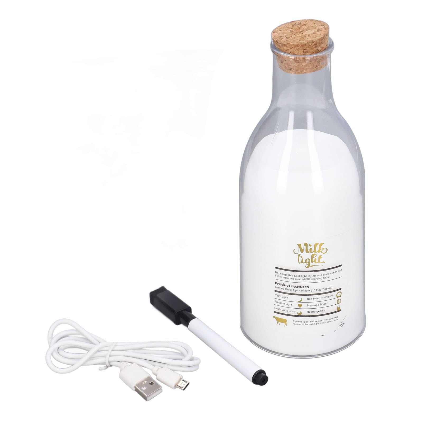 Evonecy LED Night Light - USB Charging Milk Bottle Shape Bedside Lamp with Timer for Bedroom Decor | Perfect for Kids Room, Nursery, and Cozy Bedtime Reading