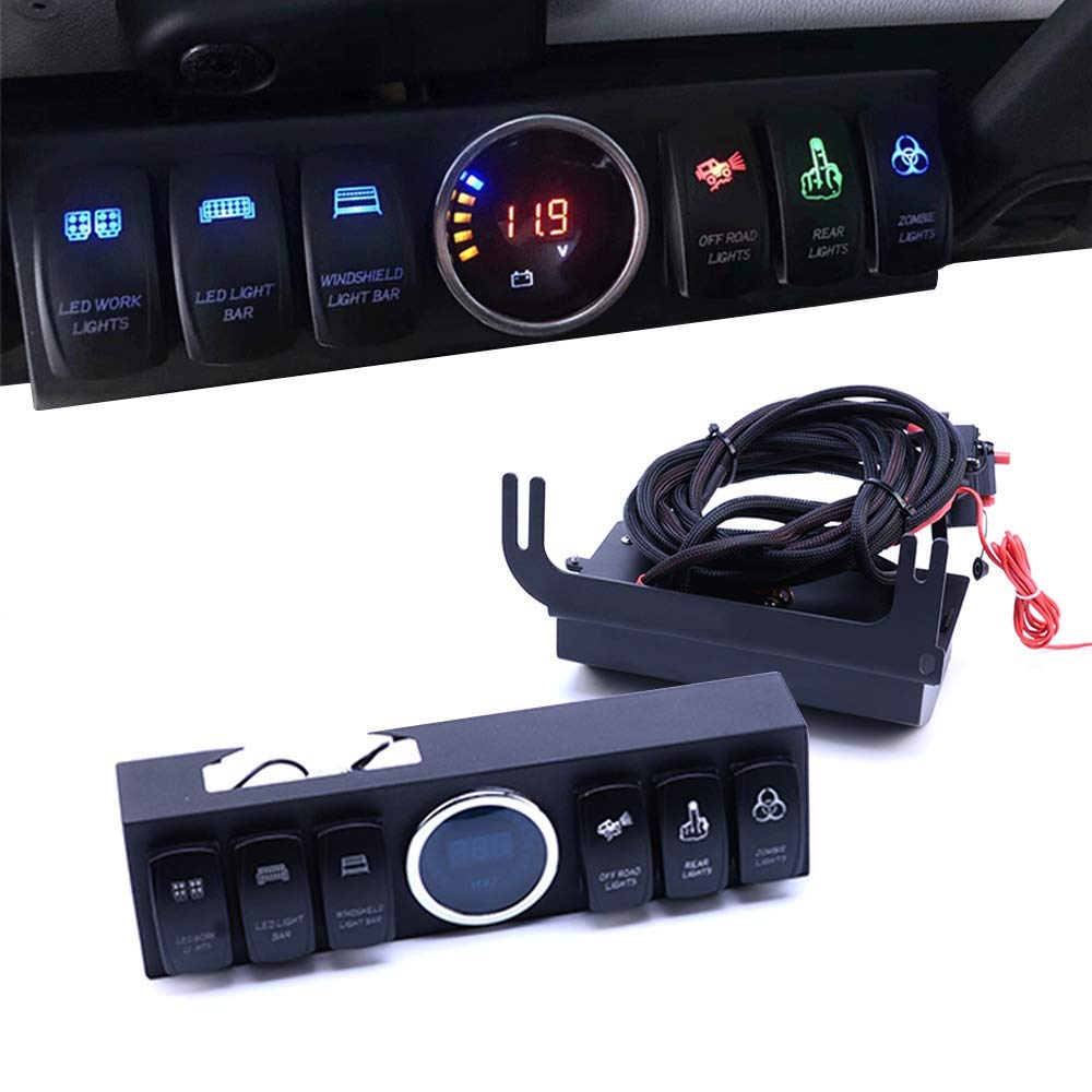 Jeep Wrangler JK JKU 6-Switch Control Panel Box for LED Light Bar & Rock Lights - 3 Color Options | Off-Road, Camping & Night Driving Accessories