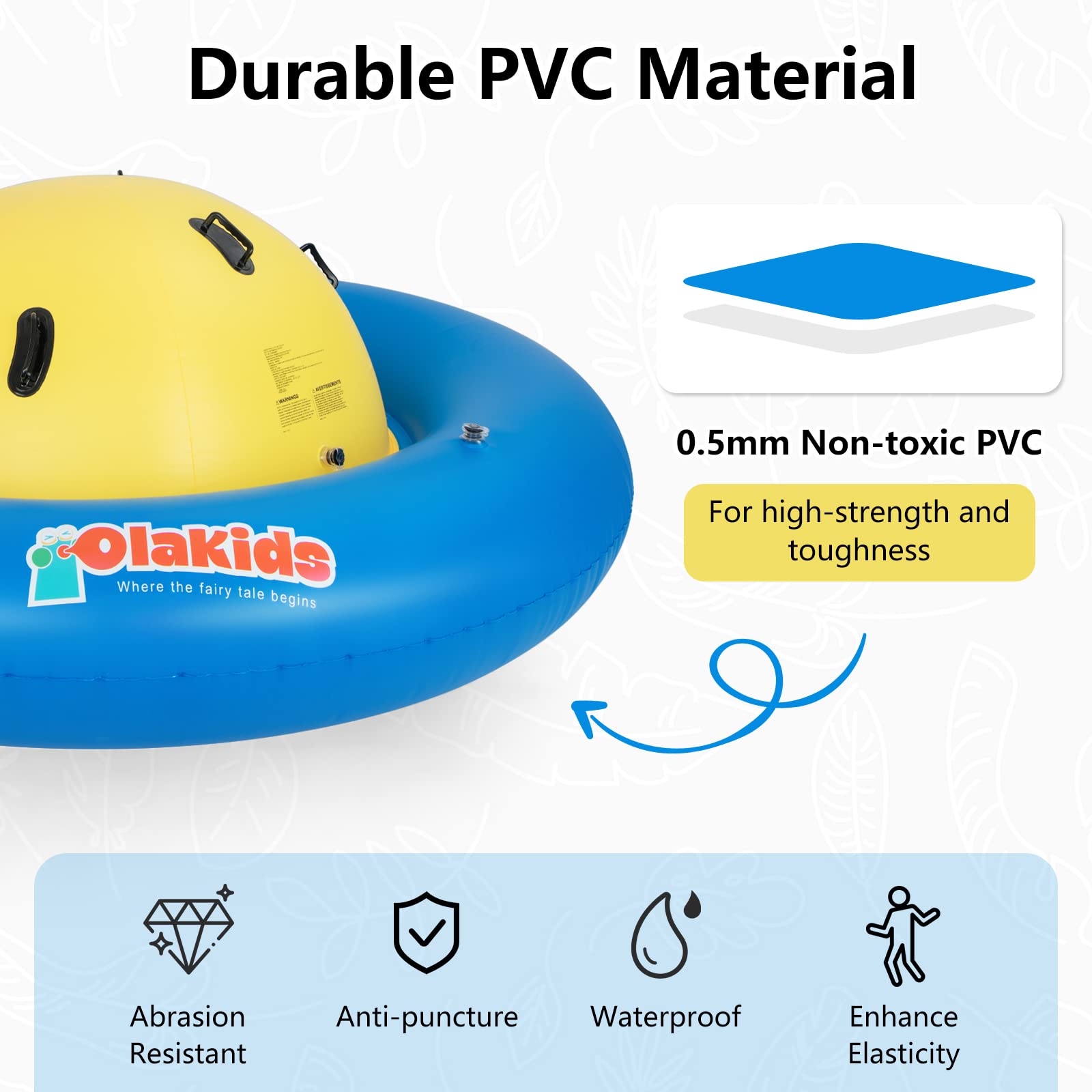 OLAKIDS 8FT Inflatable Dome Rocker Bouncer for Kids - Giant Outdoor Roll & Play Seesaw with 6 Secure Handles (Supports Up to 250 LBS) - Perfect for Backyard, Birthday Parties, and Indoor Playrooms
