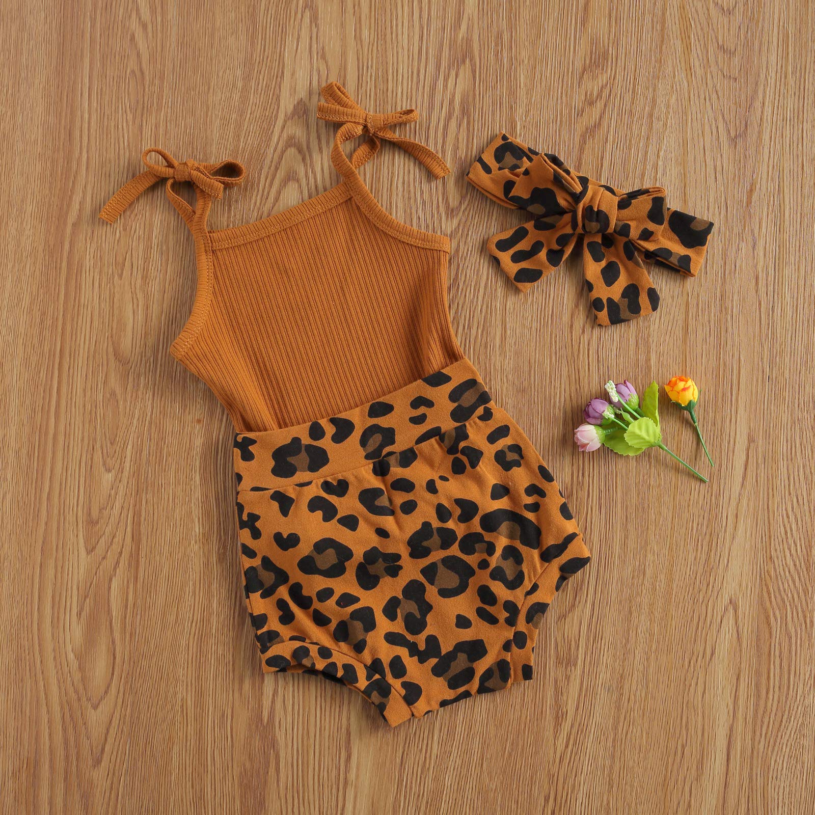 Kuriozud Newborn Baby Girl 2-Piece Summer Outfit Set - Tank Romper Top + Ruffle Bloomer Shorts | Cute Infant Clothes for Playdates & Photo Shoots