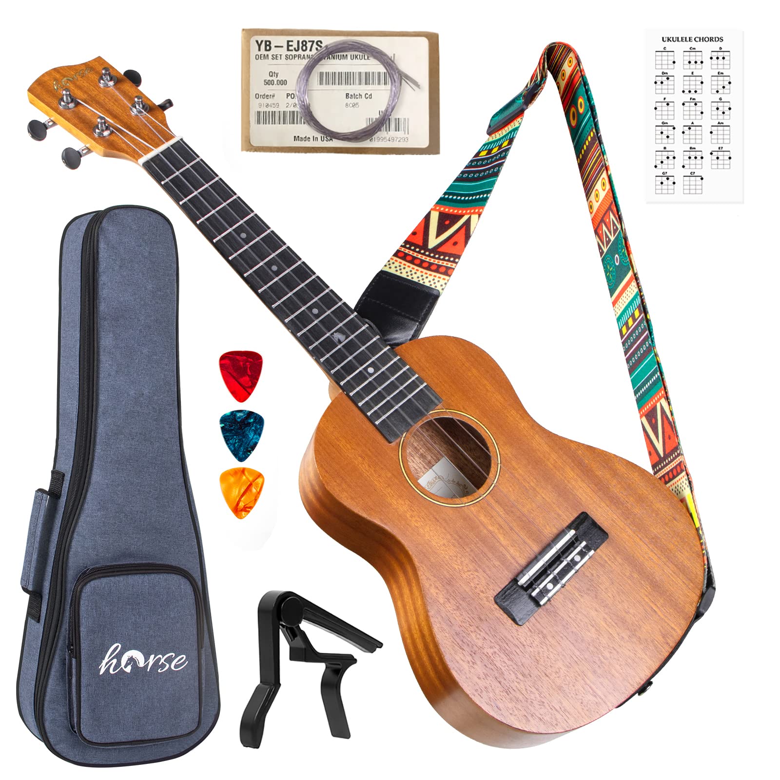 23 Inch Concert Ukulele Professional Ukelele for Adults & Beginners - Hawaiian Guitar with Gig Bag, Strap & OEM Strings - Perfect for Travel, Beach, Gifts & Music Lovers