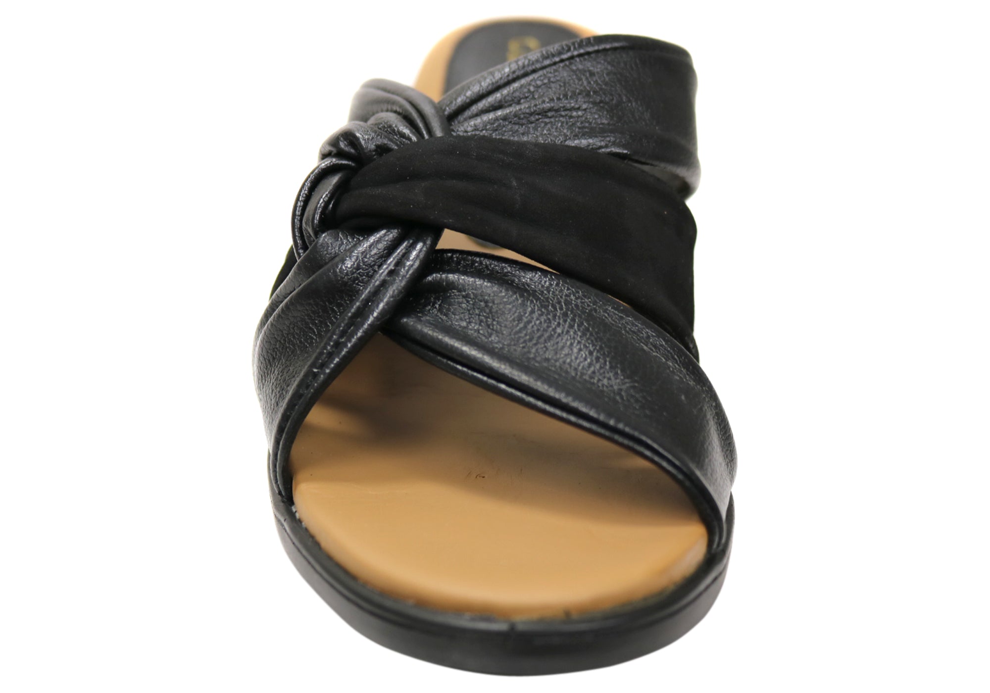 Opananken Women's Comfortable Leather Mid Heel Slide Sandals - Stylish & Supportive for Work, Travel & Casual Wear