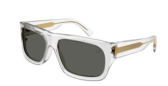 Dunhill DU0033S 003 Crystal Grey Oversized Square Sunglasses for Men - UV Protection, Polarized Lenses - Perfect for Driving, Beach & Outdoor Activities