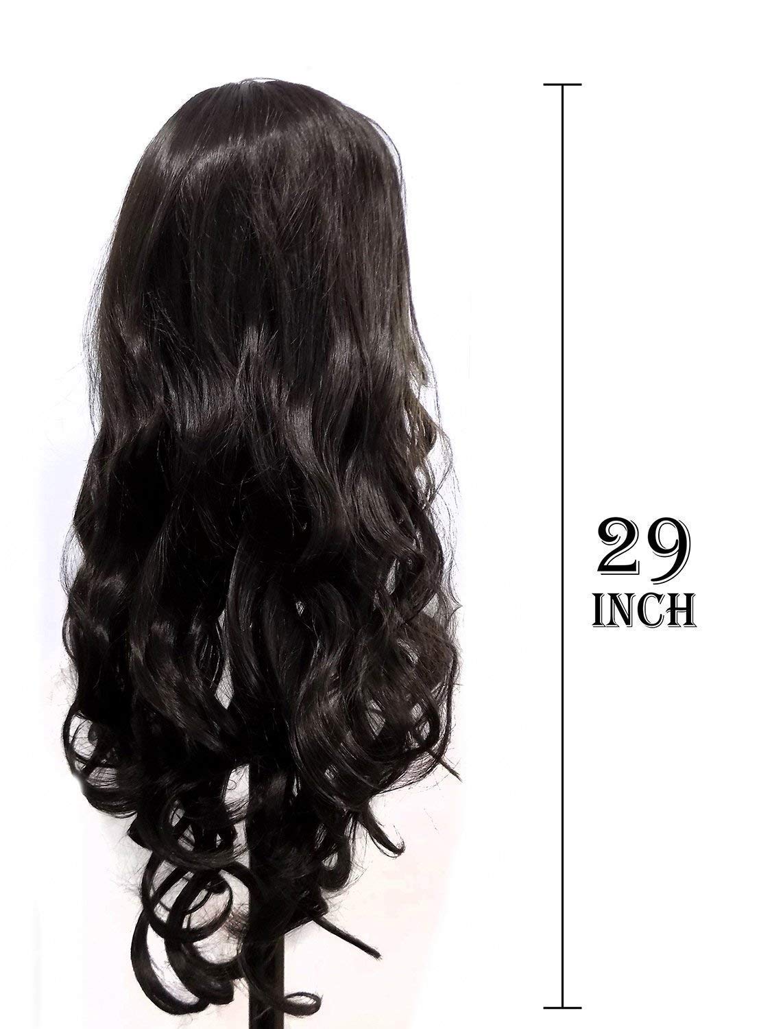 **Long Curly Wavy Synthetic Hair Wig for Women & Girls - Dark Brown Full Head Cosplay Wig | Heat Resistant & Natural Look | Perfect for Parties, Halloween, Daily Styling**
