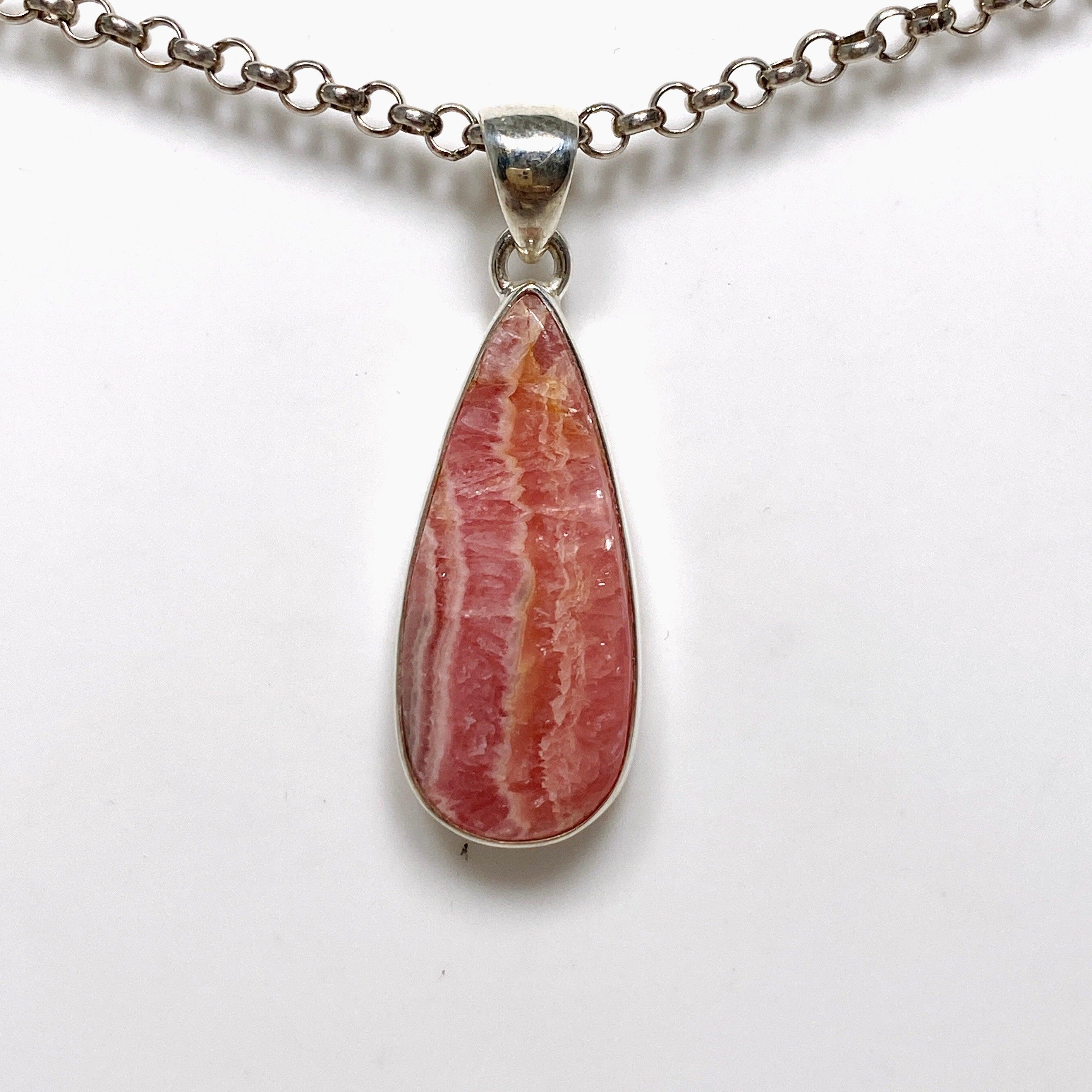 Rhodochrosite Teardrop Pendant Necklace KPGJ4328 - Elegant Gemstone Jewelry for Women, Perfect for Gifts, Weddings & Special Occasions