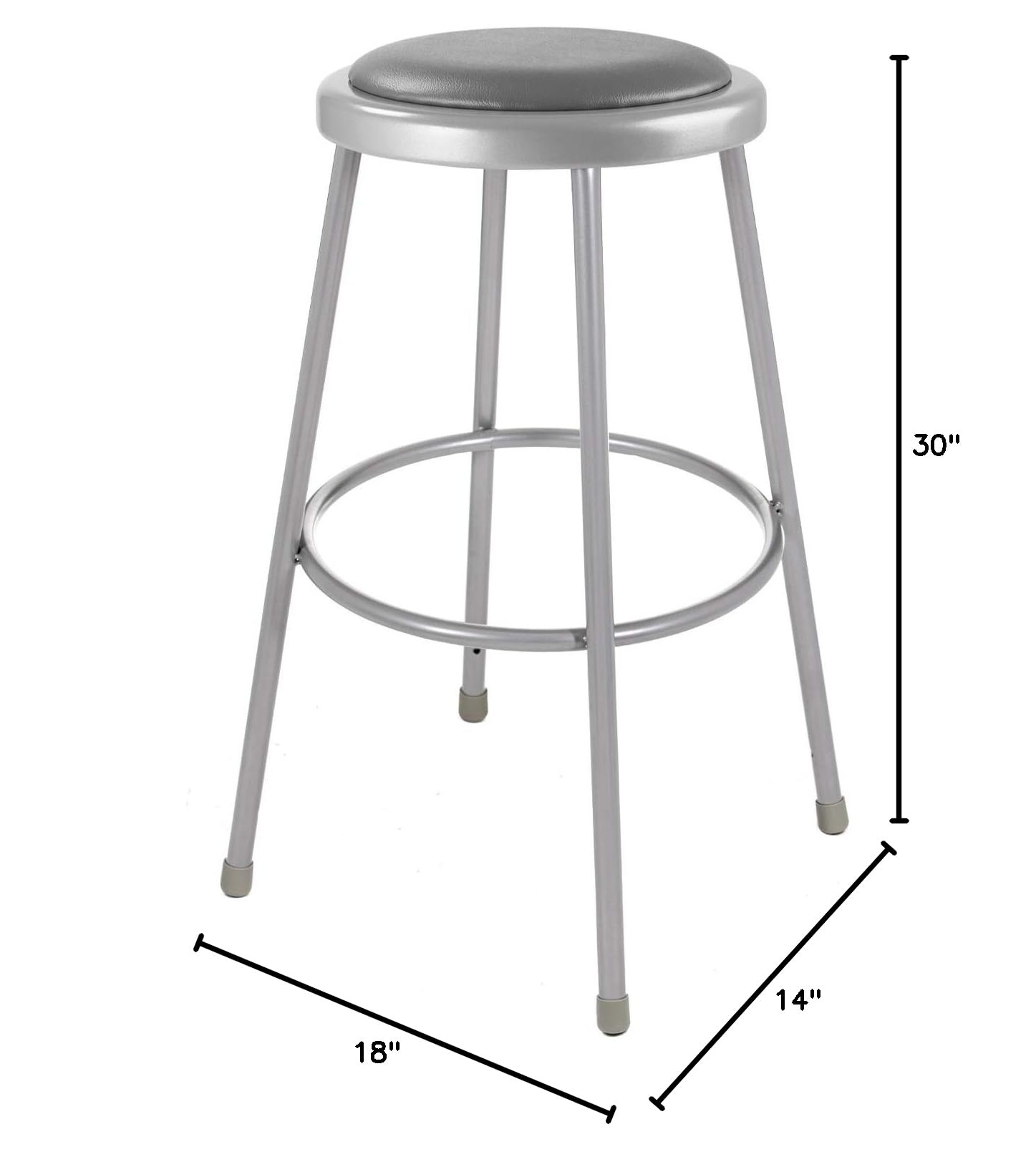 OEF Furnishings (2 Pack) Grey Vinyl Padded Bar Stools 30 Inch Height - No Assembly Required - Perfect for Kitchen Island, Breakfast Nook & Home Bar Seating
