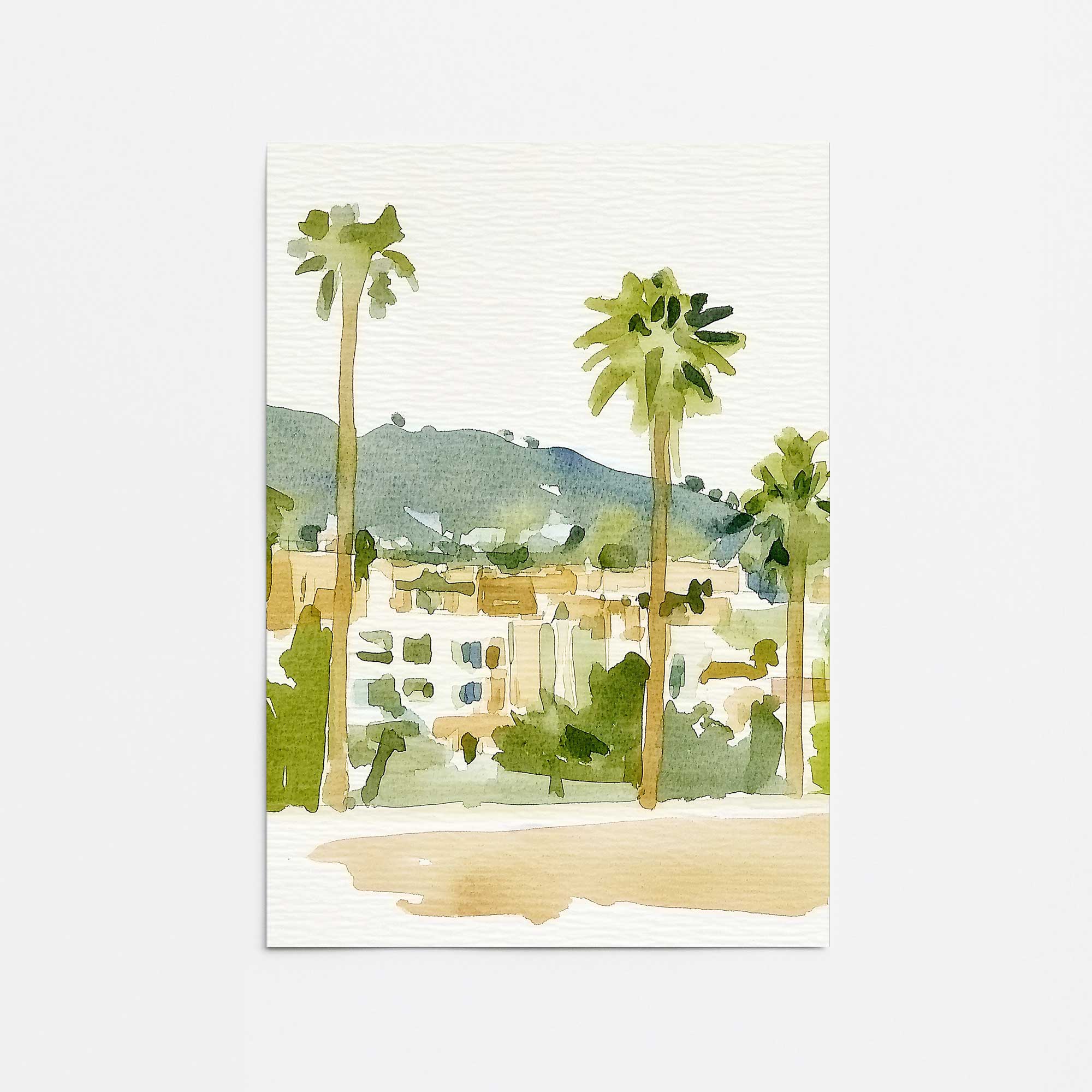 Desert Palms and Villas III Print - Stunning Landscape Wall Art for Home & Office Decor | Perfect for Living Room, Bedroom, or Office Wall Decorations