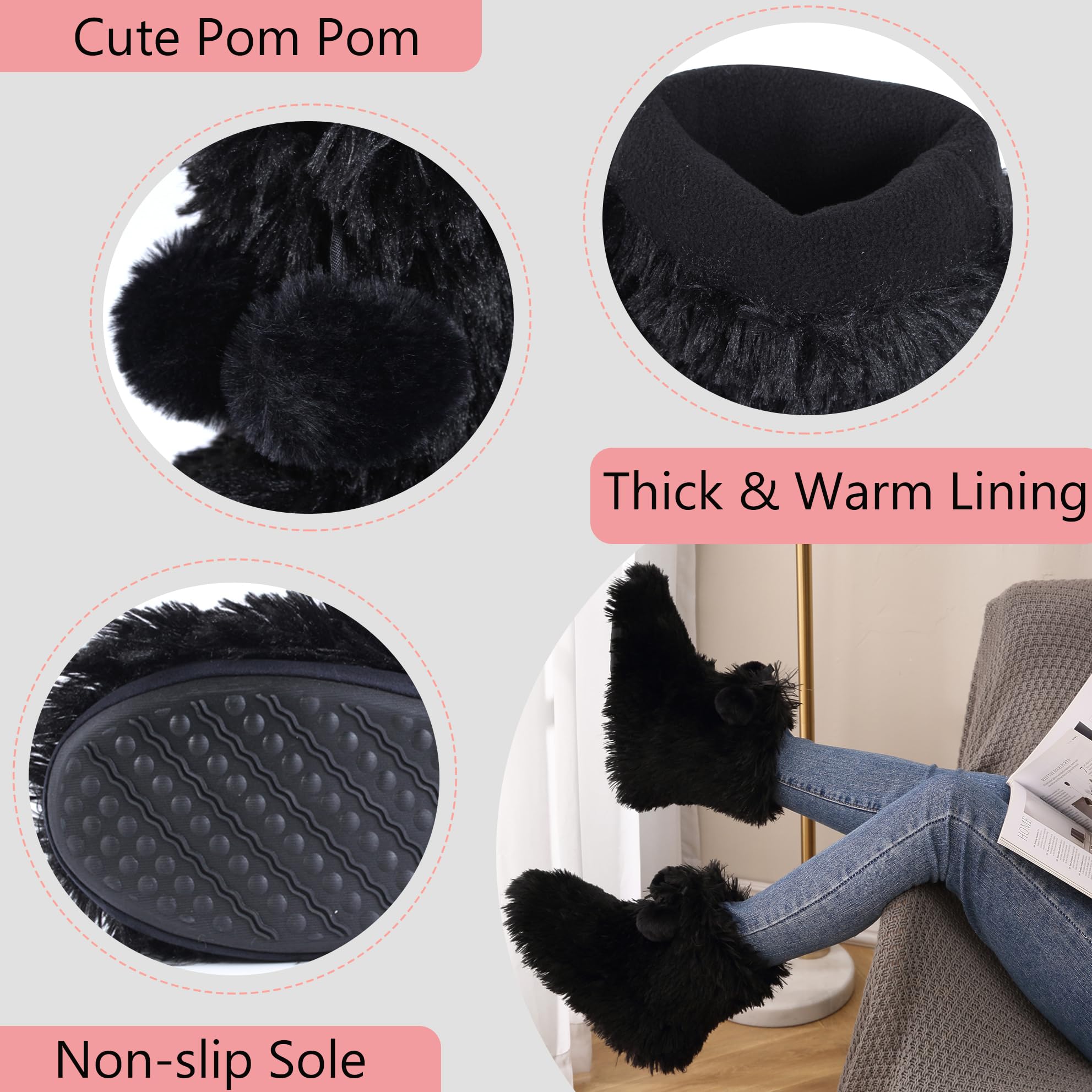 Women's Soft Fleece Plush Slippers - Cozy Indoor House Boots for Winter Warmth | Perfect for Lounging at Home, Relaxing by the Fireplace & Cold Weather Comfort