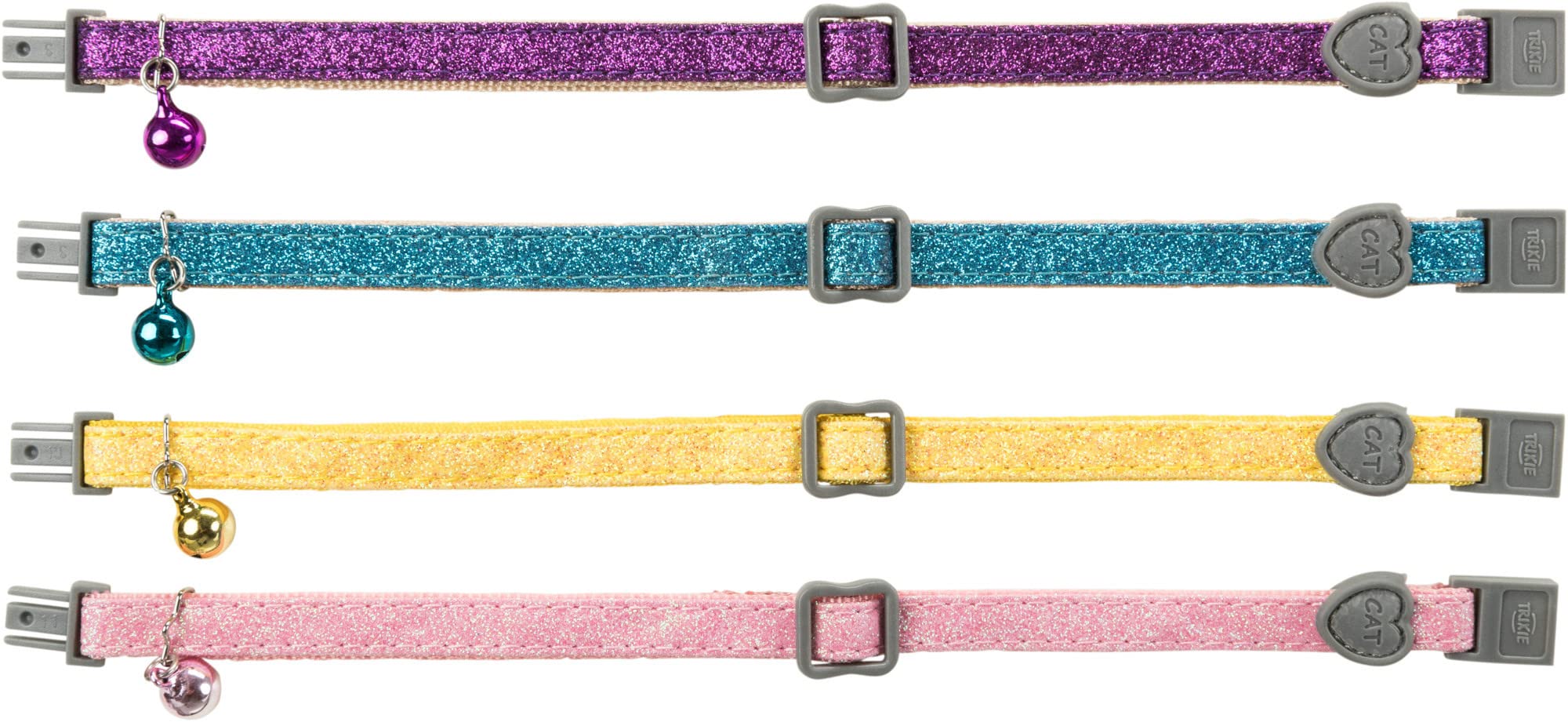 Trixie Glitter Cat Collar with Heart Charm - Adjustable Kitten Collar with Bell & Breakaway Safety - Perfect for Indoor/Outdoor Cats, Playtime & Fashion Accessory