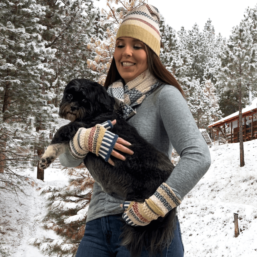BATEAU MOUCHE Knitted Fingerless Gloves - Handmade in USA by Solmate | Warm Winter Accessories for Outdoor Activities, Cycling & Typing