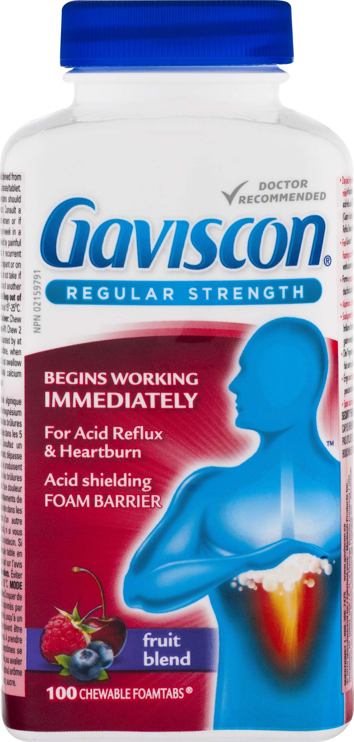 Gaviscon Regular Strength Fruit Antacid Tablets - 100 Count | Fast-Acting Heartburn Relief for Adults | Perfect for After Meals & Acid Reflux