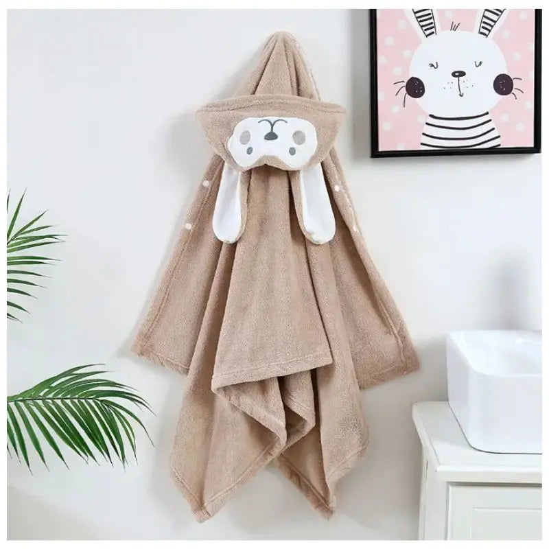 Soft Coral Fleece Hooded Towel for Kids & Baby - Warm & Absorbent Poncho Towel for Bath, Beach, and Swimming Pool Use