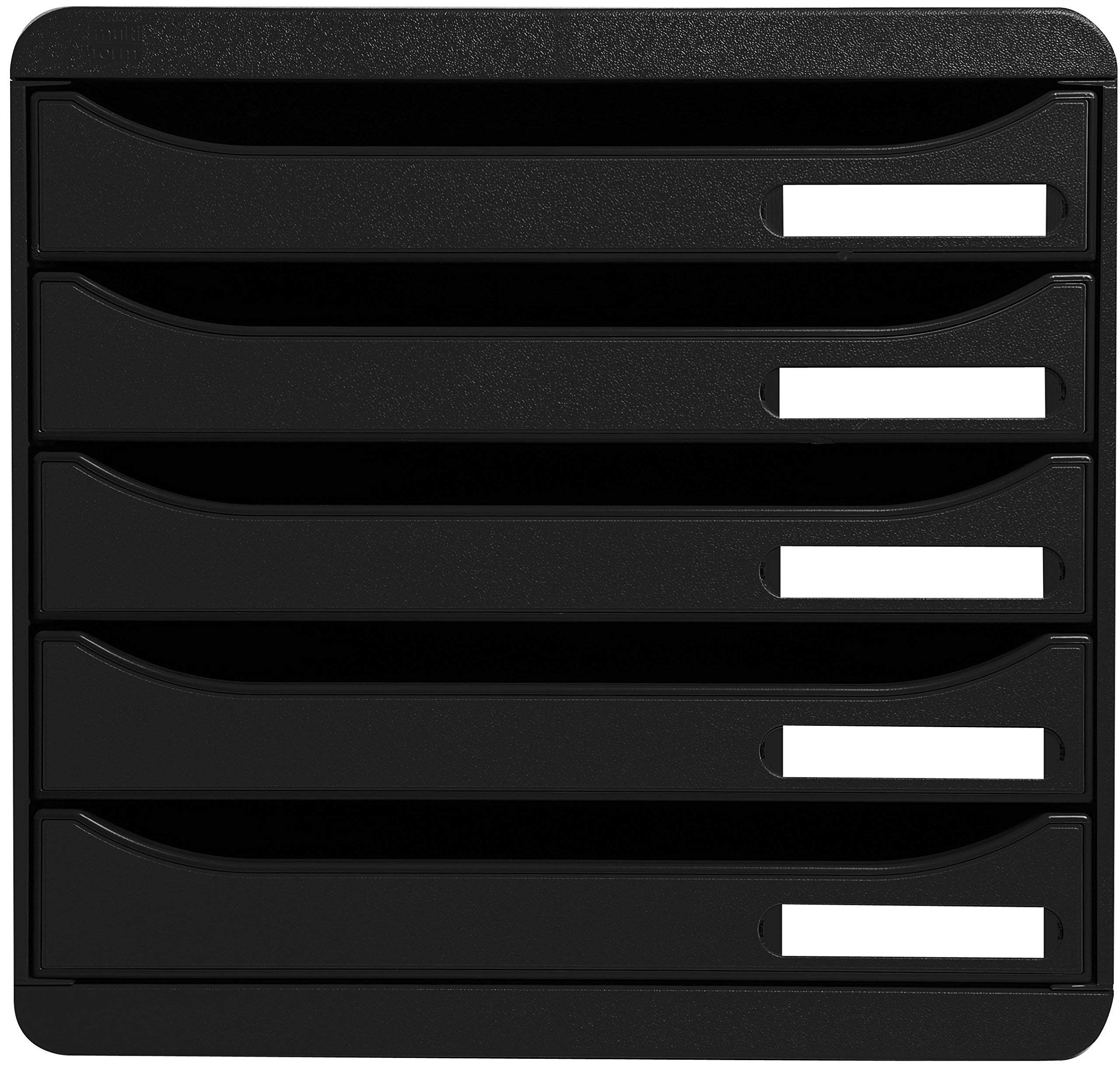 Exacompta Big-Box Plus ECOBlack 5-Drawer File Cabinet - Black Office Organizer for Home & Business Document Storage