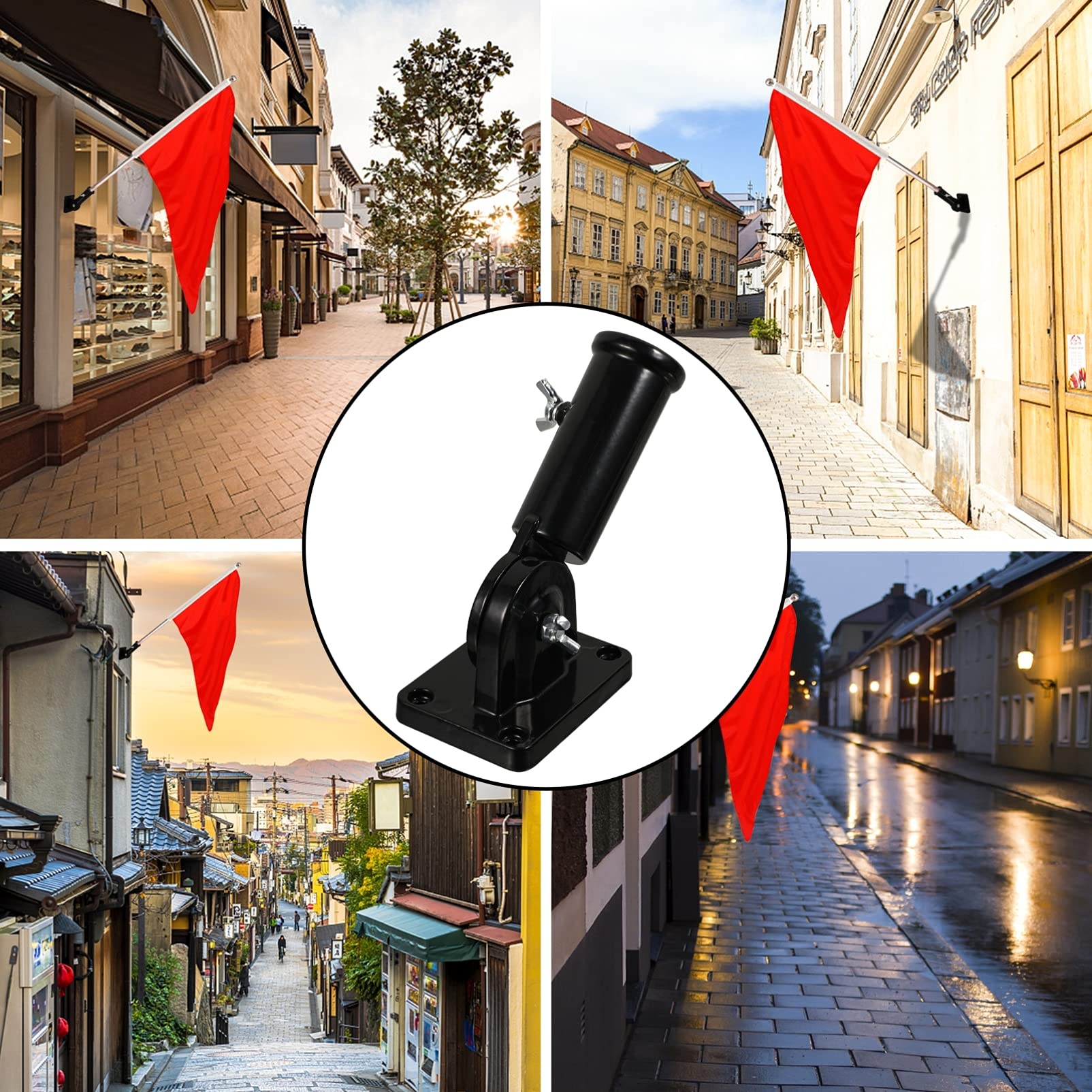 DOITOOL Heavy Duty Aluminum Flag Pole Holder - Adjustable Metal Bracket for 45 & 90 Degree Display - Indoor/Outdoor Use with Hardware Included - Perfect for Home, Garden, Patio, and Commercial Flag Displays