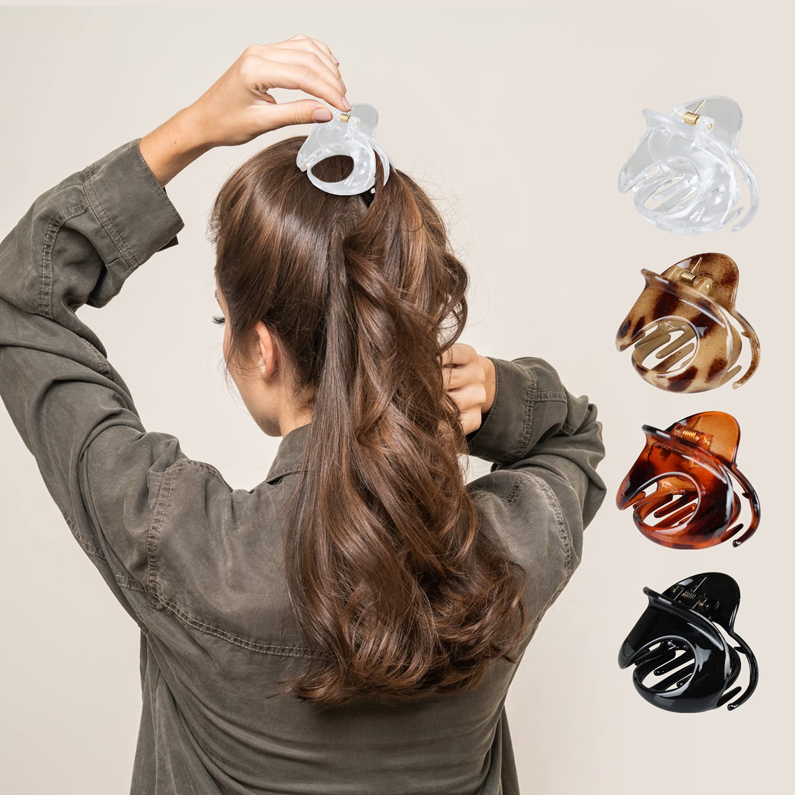 Aaiffey 4 Pack Non-Slip Leopard Print Hair Claw Clips for Women & Girls - Fashion Hair Accessories for Thin Hair, Perfect for Work, School & Everyday Styling