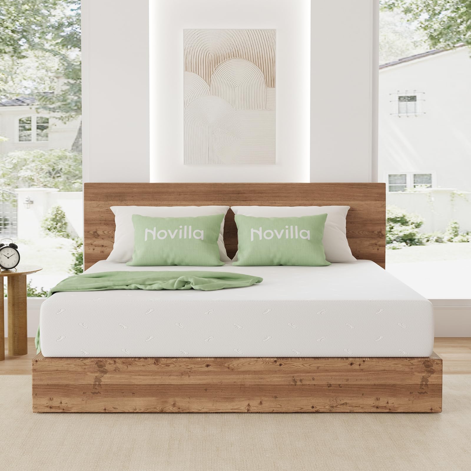 Novilla 140x200cm Queen Size Mattress, 18cm Height, Gel Memory Foam with Bamboo Fiber Breathable Cover, Perfect Support & Skin-Friendly - Ideal for Couples, Bedrooms & Guest Rooms