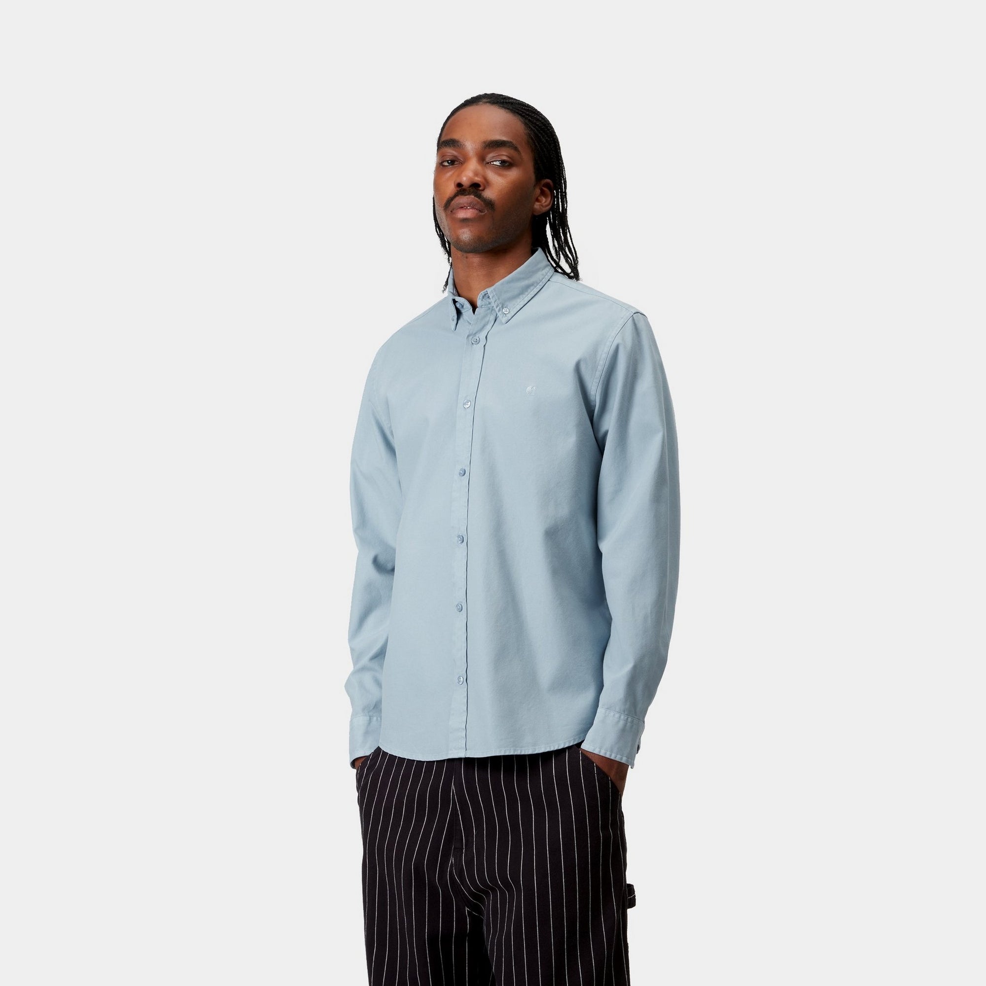 Bolton Shirt for Men | Frosted Blue Garment-Dyed Casual Button Down Shirt | Perfect for Office, Date Night & Weekend Outings