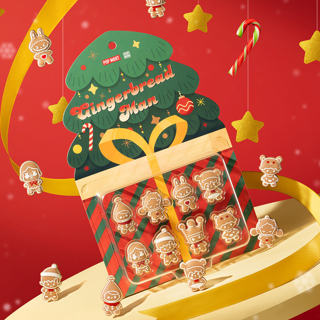 POP MART POP BEAN Gingerbread Man Mini Figures Collectible Set (8 Pack) - Christmas Decorations, Holiday Party Favors & Gift for Collectors