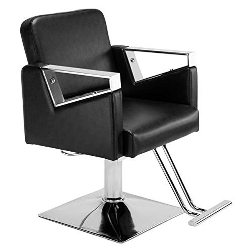 Vintage Square Barber Chair - Professional Salon Grooming Chair in Classic Black | Perfect for Men's Haircuts, Shaves & Beard Trims