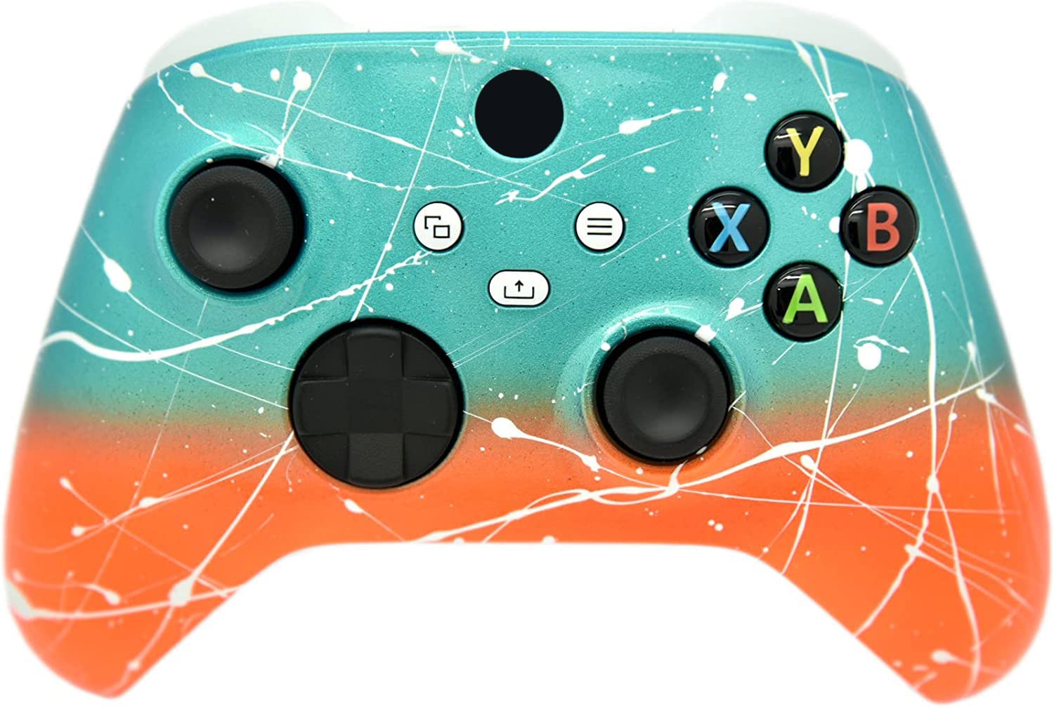 Custom Hand-Airbrushed Xbox Series X/S & Xbox One Controller - Fade Design with Teal & Orange White Drip | Perfect for Gaming, Streaming & Esports Tournaments